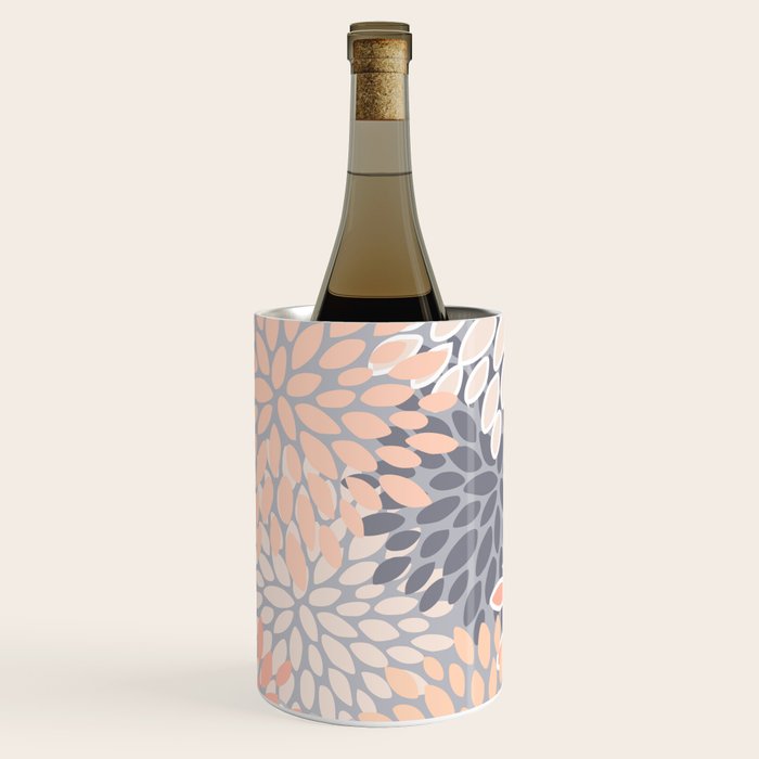 Flowers Abstract Print, Coral, Peach, Gray Wine Chiller Gallery Image 2