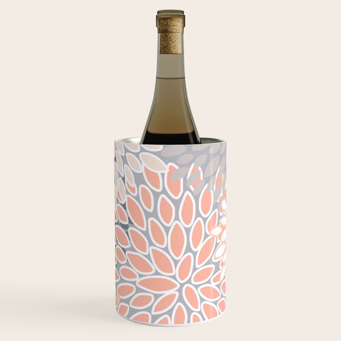 Flowers Abstract Print, Coral, Peach, Gray Wine Chiller Gallery Image 3