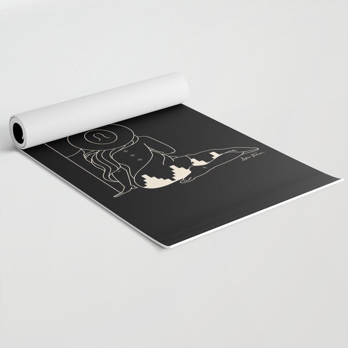 Talking to the Moon - Black and White Yoga Mat Gallery Image 2