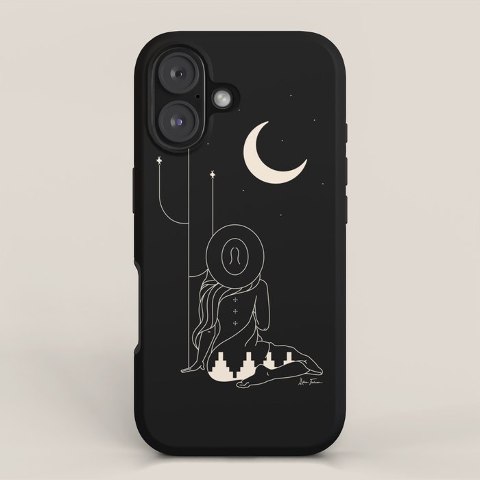 Talking to the Moon - Black and White iPhone Case Gallery Image 1