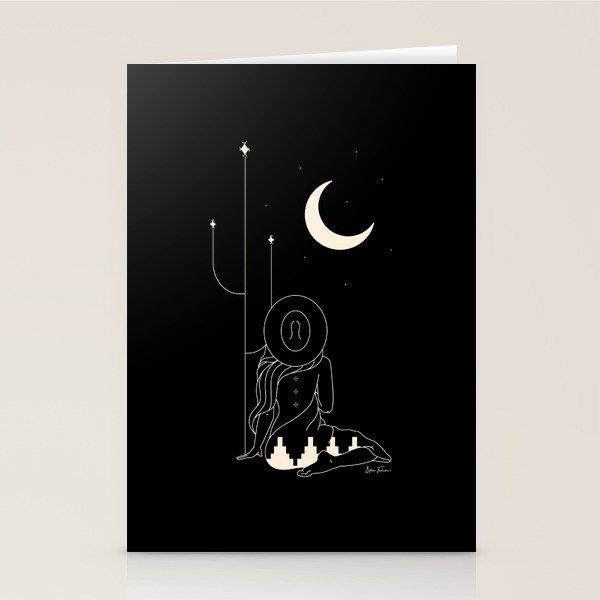 Talking to the Moon - Black and White Stationery Card Gallery Image 2