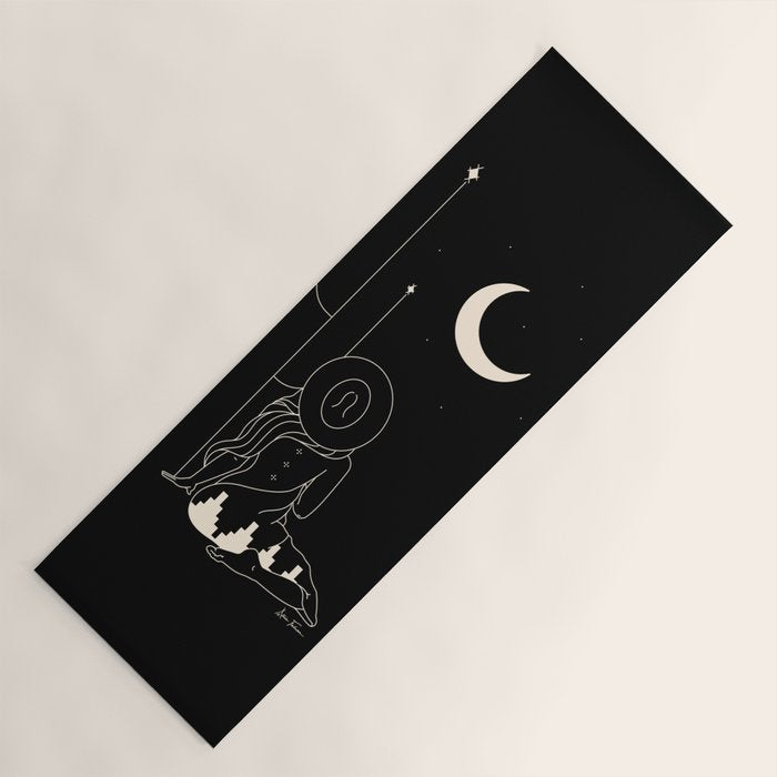 Talking to the Moon - Black and White Yoga Mat Gallery Image 1