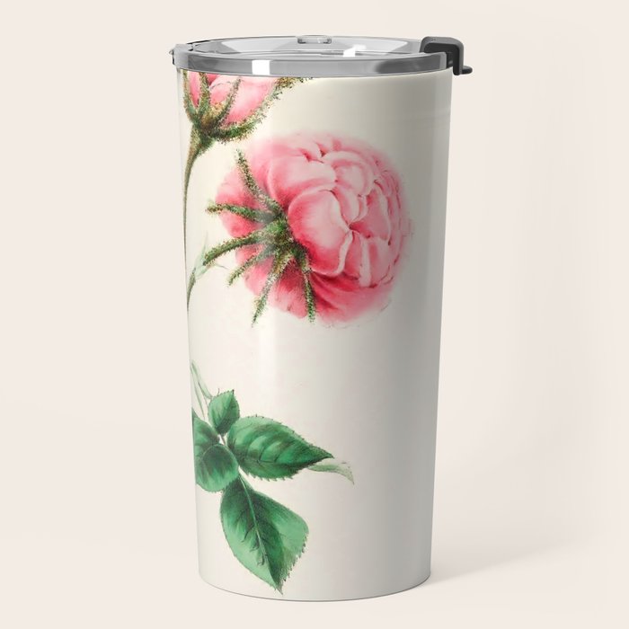  Moss rose by Clarissa Munger Badger, 1866 (benefitting The Nature Conservancy) Travel Mug Gallery Image 2