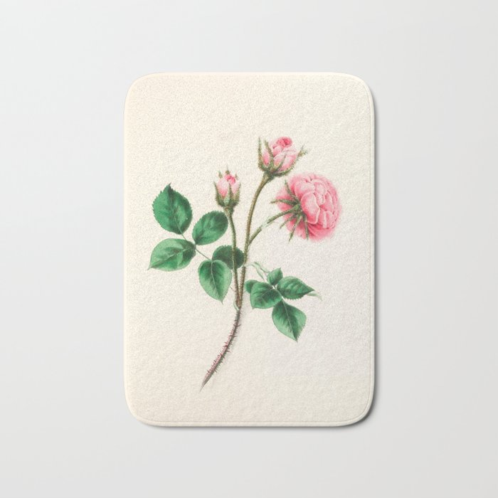  Moss rose by Clarissa Munger Badger, 1866 (benefitting The Nature Conservancy) Bath Mat Gallery Image 1