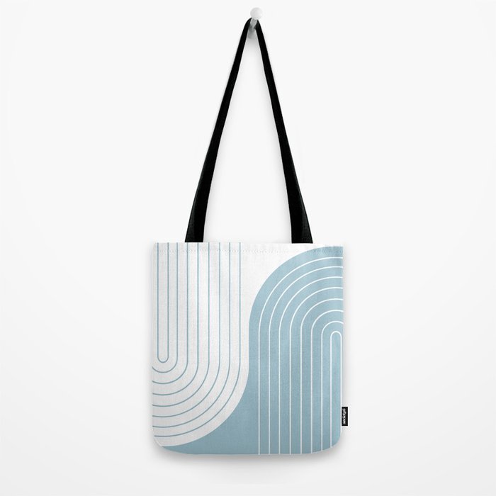 Two Tone Line Curvature XV Sky Blue Modern Arch Abstract Tote Bag Gallery Image 2