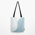 Two Tone Line Curvature XV Sky Blue Modern Arch Abstract Tote Bag Gallery Image 2