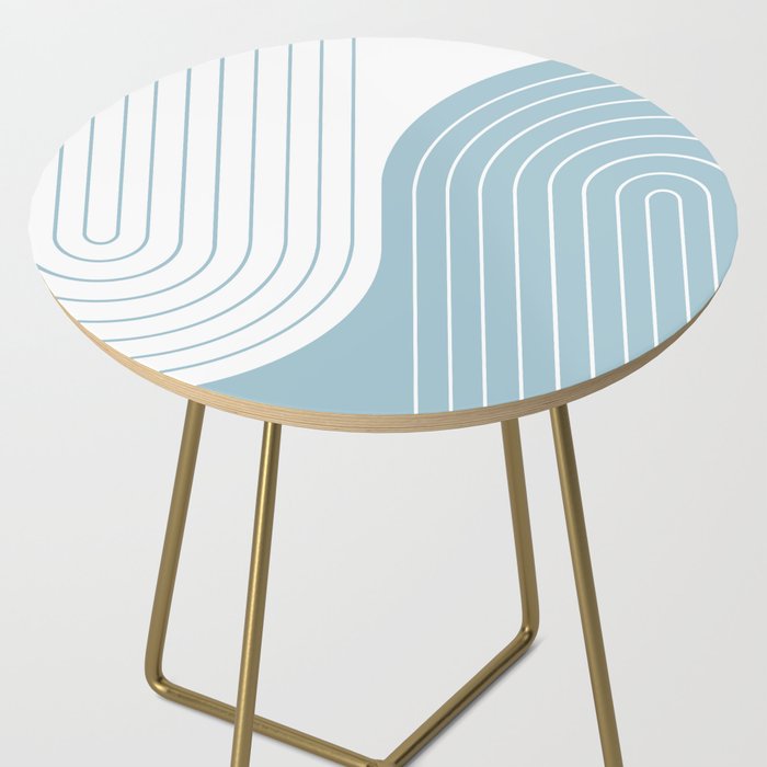 Two Tone Line Curvature XV Sky Blue Modern Arch Abstract Side Table Gallery Image 2
