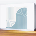 Two Tone Line Curvature XV Sky Blue Modern Arch Abstract Wall Mural Gallery Image 2