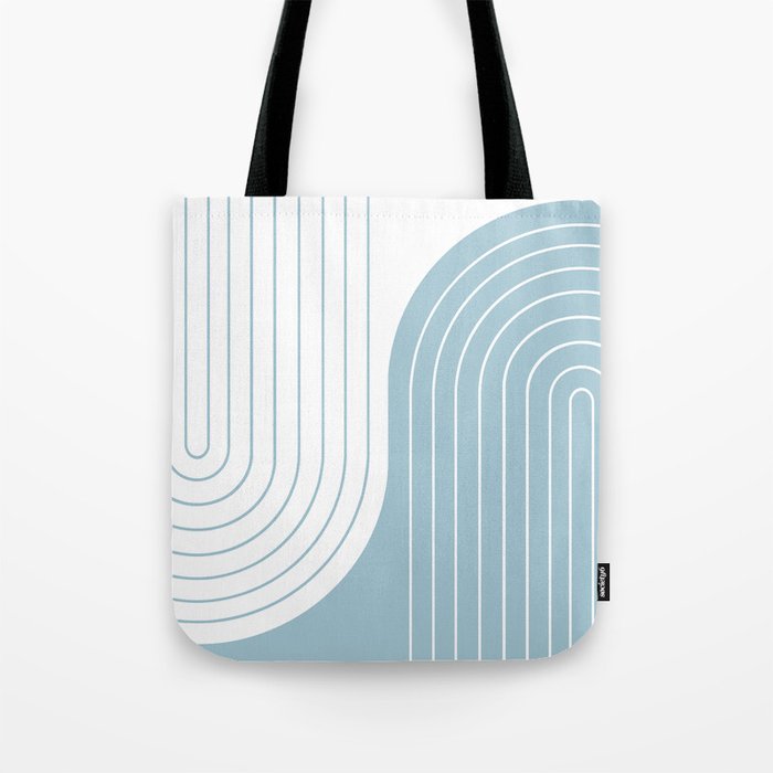 Two Tone Line Curvature XV Sky Blue Modern Arch Abstract Tote Bag Gallery Image 1