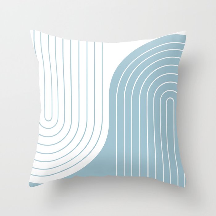 Two Tone Line Curvature XV Sky Blue Modern Arch Abstract Throw Pillow Gallery Image 6