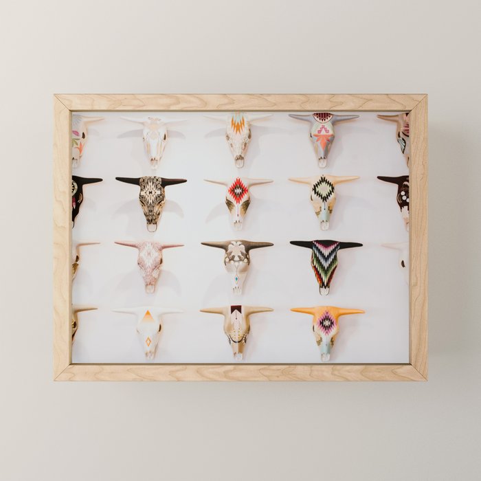 Bull Skulls - Mexican Folk Art Mini Art Print Gallery Image 1