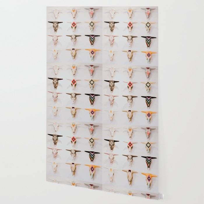 Bull Skulls - Mexican Folk Art Wallpaper Gallery Image 2