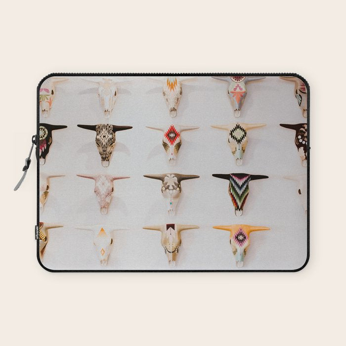 Bull Skulls - Mexican Folk Art Laptop Sleeve Gallery Image 1