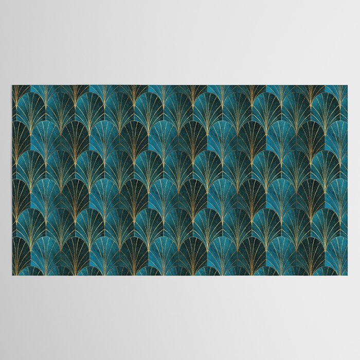 Art Deco Waterfalls // Ombre Teal Tablecloth Gallery Image 2