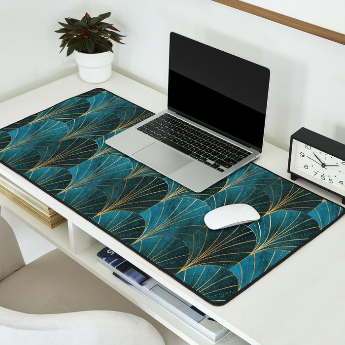 Art Deco Waterfalls // Ombre Teal Desk Mat Gallery Image 2