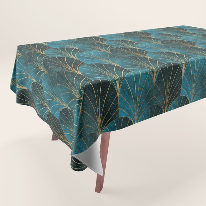 Art Deco Waterfalls // Ombre Teal Tablecloth Gallery Image 1