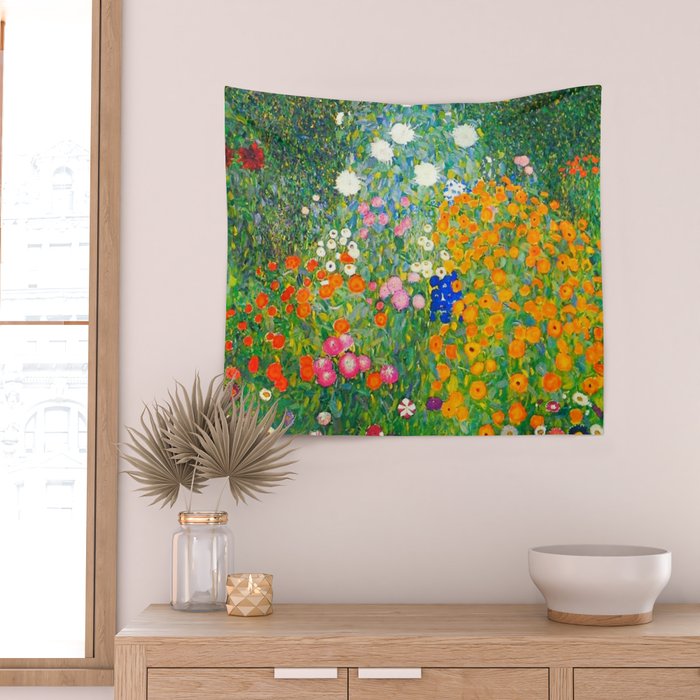 Gustav Klimt Flower Garden Wall Tapestry Gallery Image 2