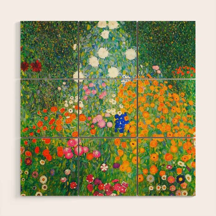 Gustav Klimt Flower Garden Wood Wall Art Gallery Image 1