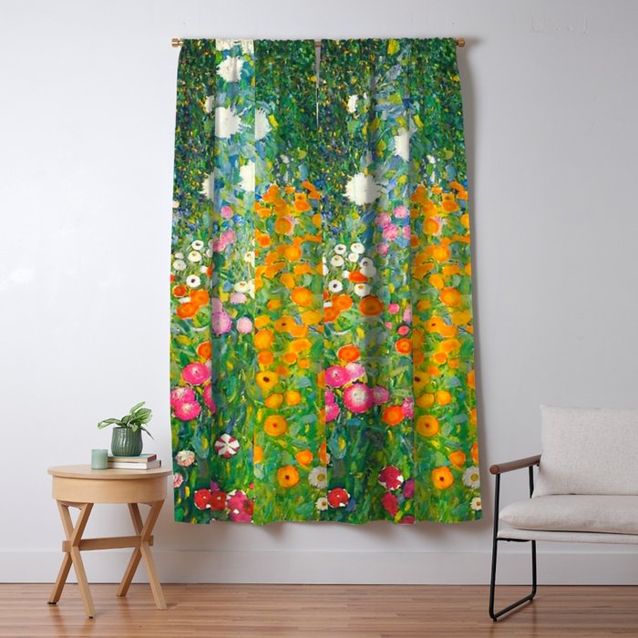 Gustav Klimt Flower Garden Window Curtain Gallery Image 1
