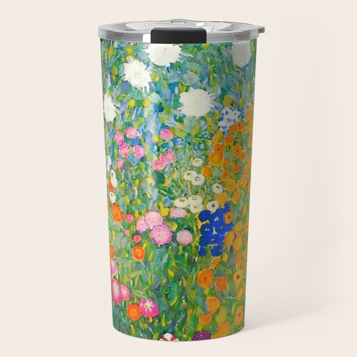Gustav Klimt Flower Garden Travel Mug Gallery Image 1