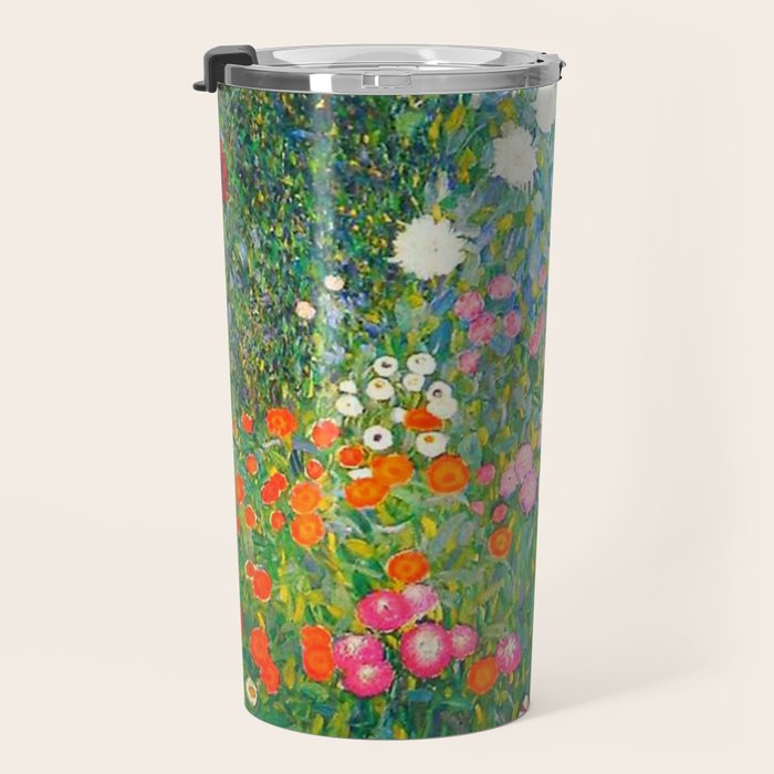 Gustav Klimt Flower Garden Travel Mug Gallery Image 3