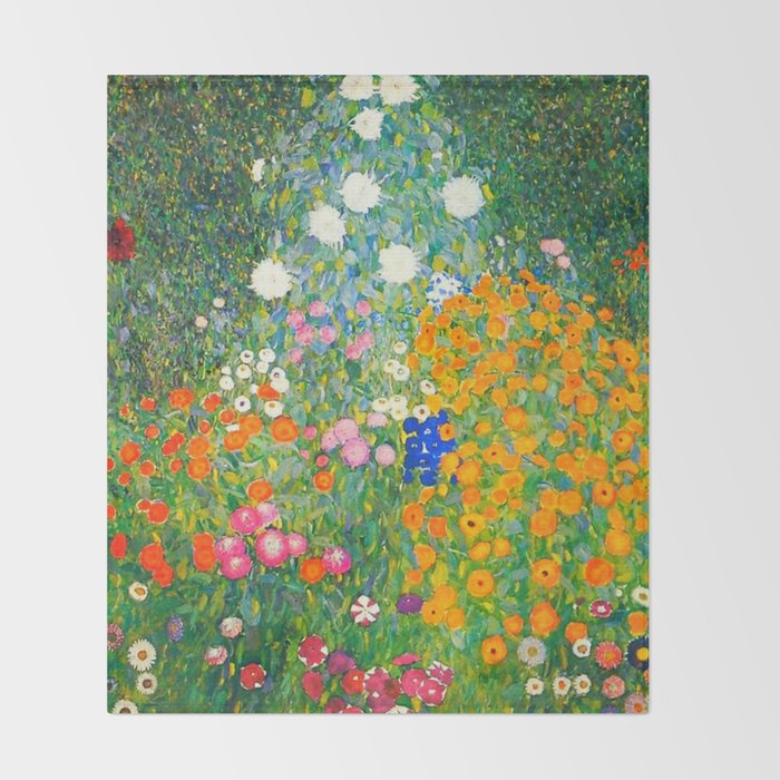 Gustav Klimt Flower Garden Throw Blanket Gallery Image 2