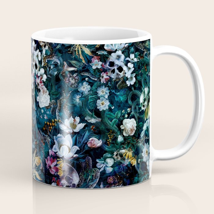 Skull Snake and Flowers Coffee Mug Gallery Image 1