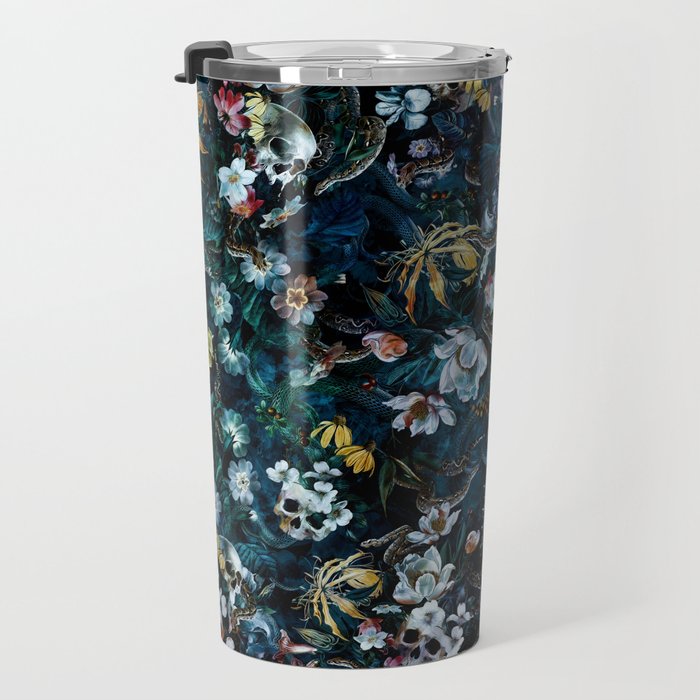 Skull Snake and Flowers Travel Mug Gallery Image 3