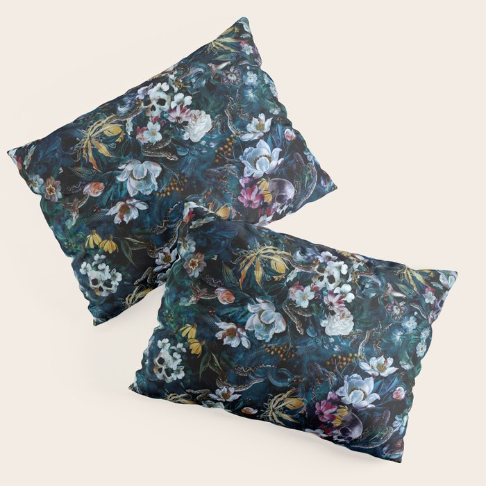 Skull Snake and Flowers Pillow Sham Gallery Image 1