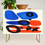 Blue Orange Fun Colorful Mid Century Modern Abstract Painting Shapes Pattern Credenza Gallery Image 1