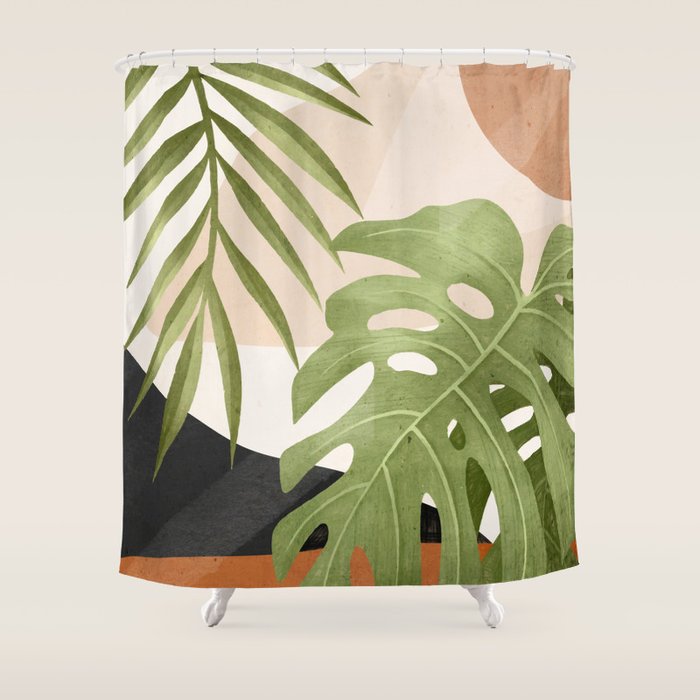 Abstract Art Tropical Leaves 21 Shower Curtain Gallery Image 1
