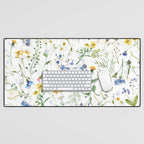 Scandinavian Midsummer Blue And Yellow Wildflowers Meadow  Desk Mat Gallery Image 1