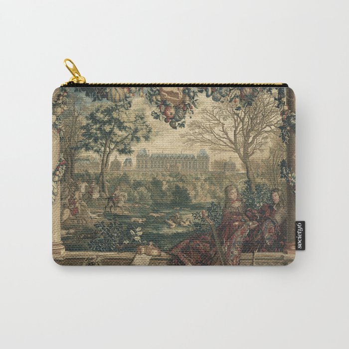 Antique 17th Century Chateau of Monceaux French Tapestry Carry All Pouch Gallery Image 1