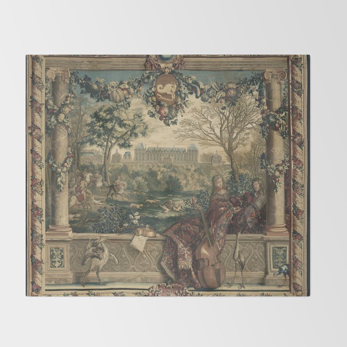 Antique 17th Century Chateau of Monceaux French Tapestry Throw Blanket Gallery Image 2