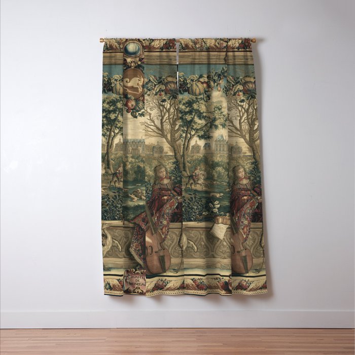 Antique 17th Century Chateau of Monceaux French Tapestry Window Curtain Gallery Image 3