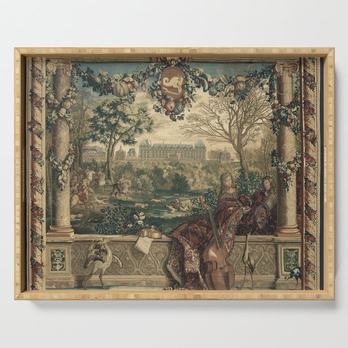 Antique 17th Century Chateau of Monceaux French Tapestry Serving Tray Gallery Image 1