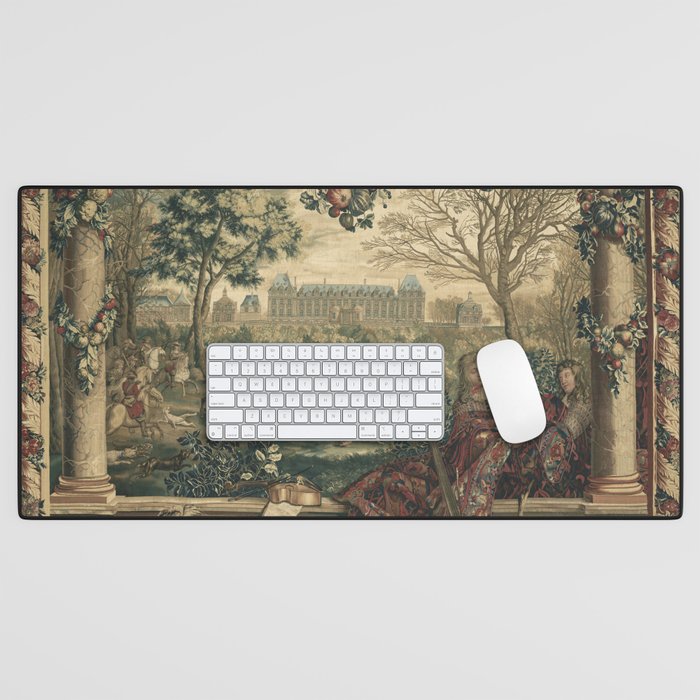 Antique 17th Century Chateau of Monceaux French Tapestry Desk Mat Gallery Image 1