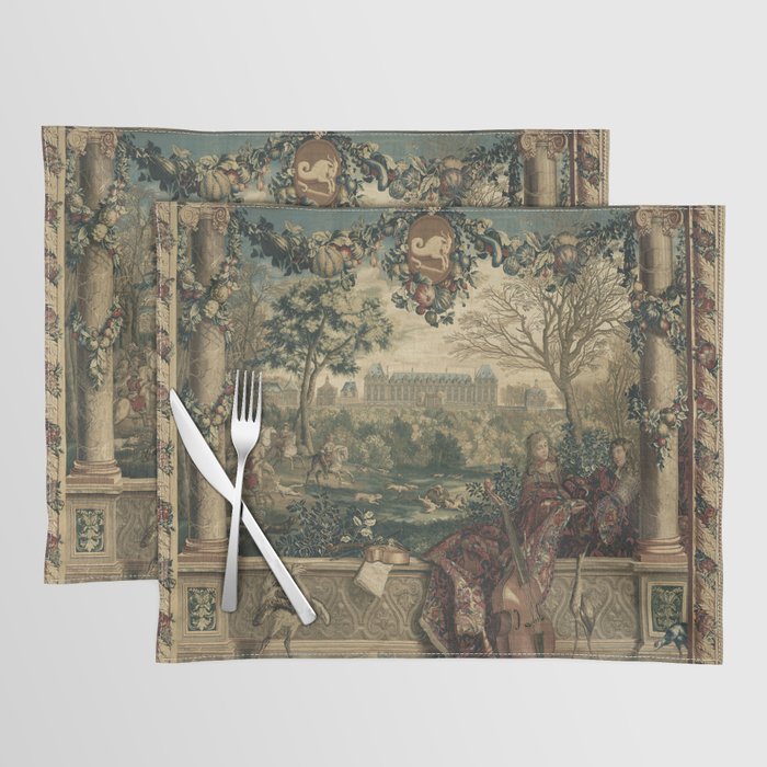 Antique 17th Century Chateau of Monceaux French Tapestry Placemat Gallery Image 1