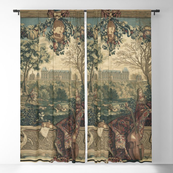 Antique 17th Century Chateau of Monceaux French Tapestry Window Curtain Gallery Image 5
