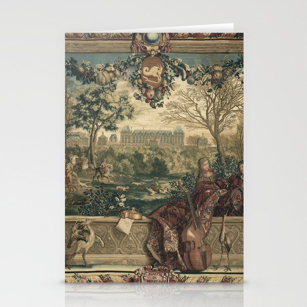 Antique 17th Century Chateau of Monceaux French Tapestry Stationery Card Gallery Image 2