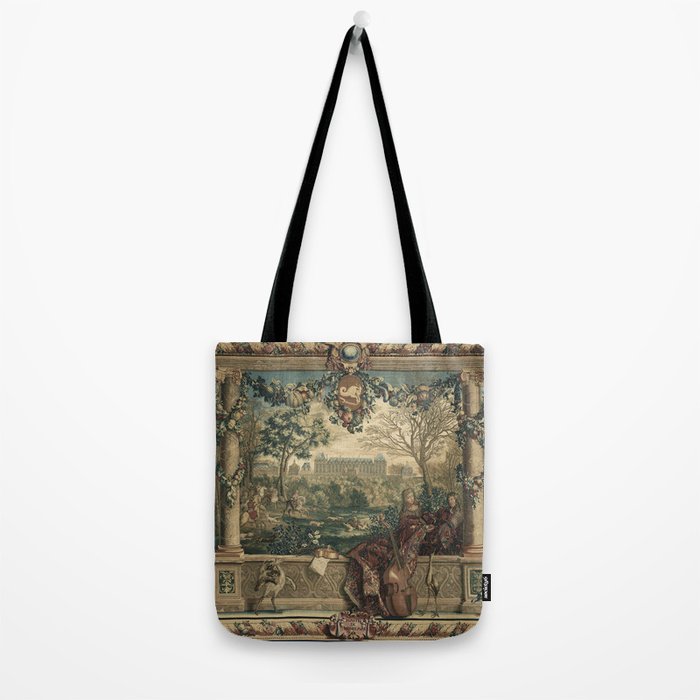Antique 17th Century Chateau of Monceaux French Tapestry Tote Bag Gallery Image 2
