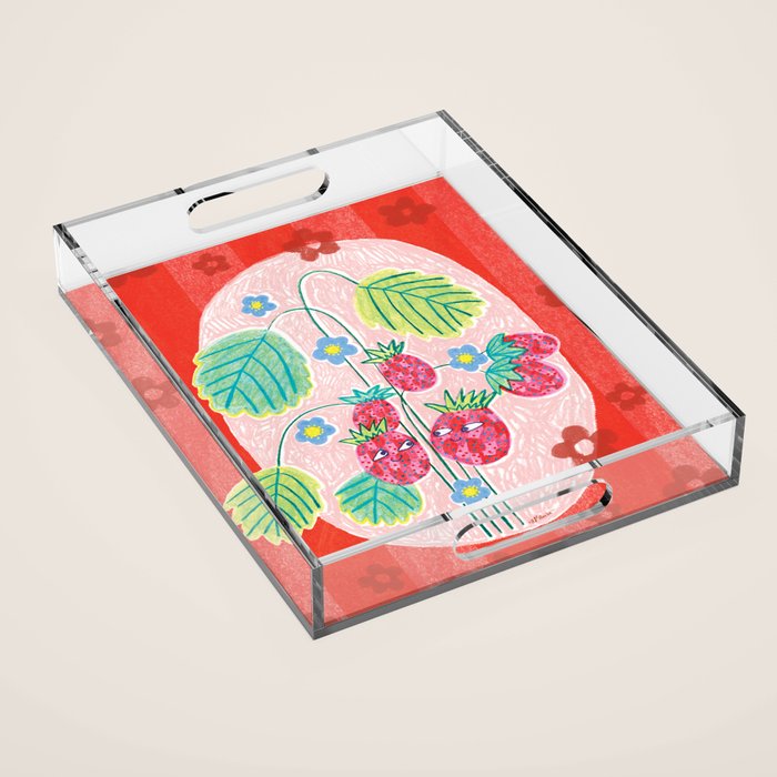Sweet Strawberry Plant Friends in Red & Pink Acrylic Tray Gallery Image 1
