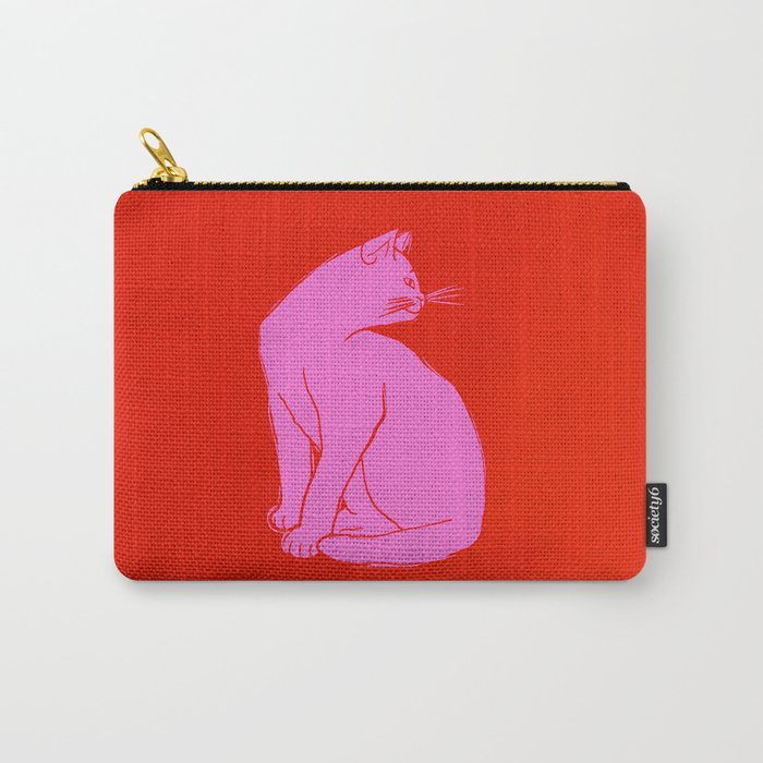 Pink Color Block Cat Carry All Pouch Gallery Image 1