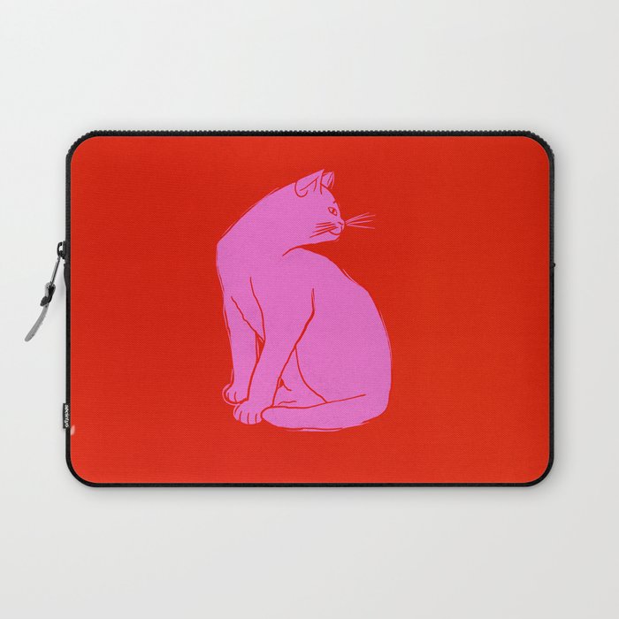 Pink Color Block Cat Laptop Sleeve Gallery Image 1