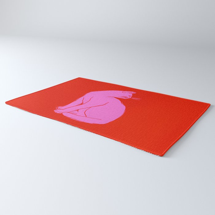 Pink Color Block Cat Rug Gallery Image 3