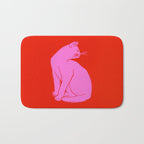 Pink Color Block Cat Bath Mat Gallery Image 1