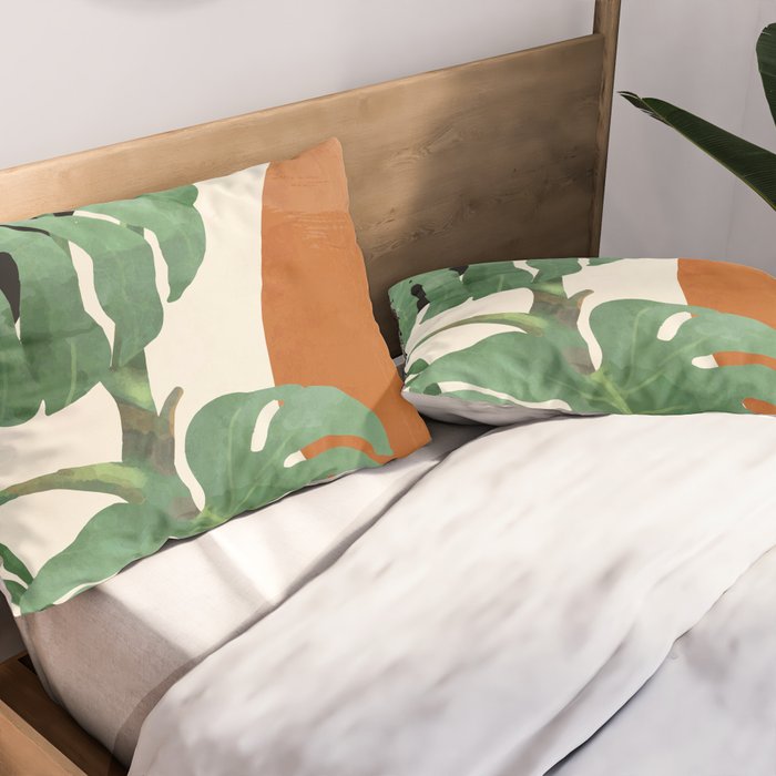 Tropical Leaves- Abstract Art  Pillow Sham Gallery Image 2