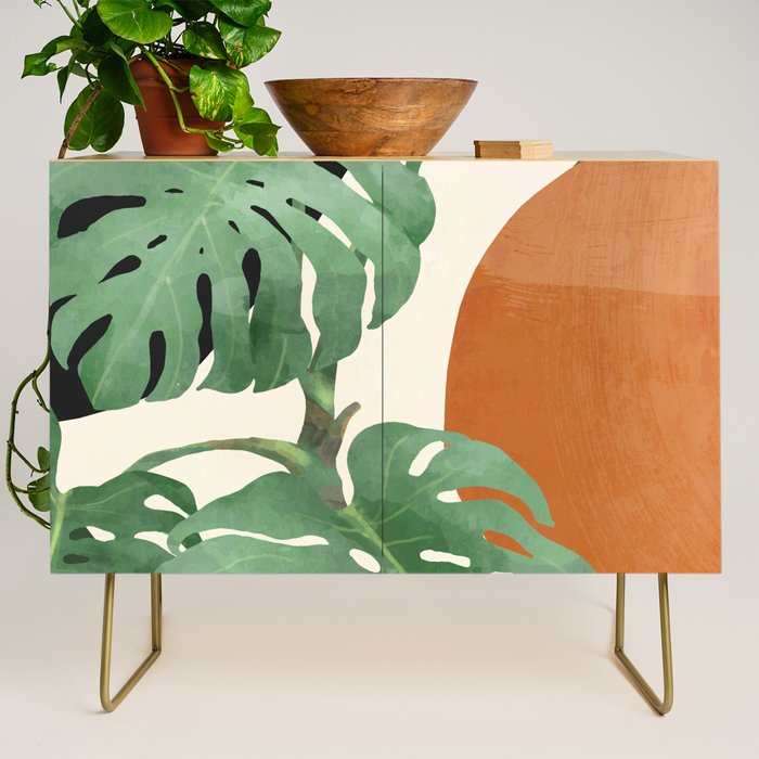 Tropical Leaves- Abstract Art  Credenza Gallery Image 1