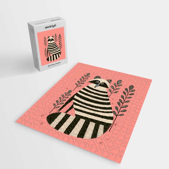 Pink Forest Raccoon Jigsaw Puzzle Gallery Image 2