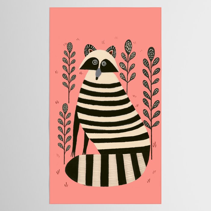 Pink Forest Raccoon Tablecloth Gallery Image 2